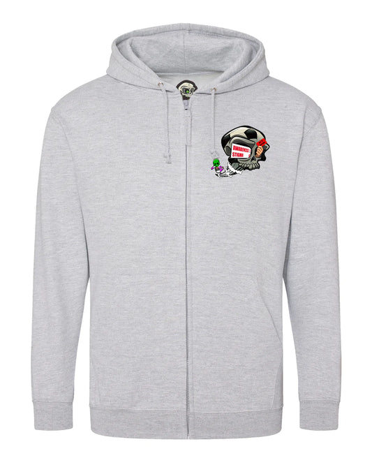 Heather Grey Football Anti Racism Awareness Full Zip Hoodie By Unsubtle Skulls