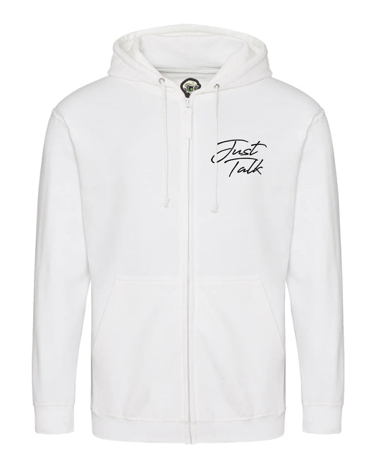 Just Talk Black Script Mental Health Awareness Full Zip Hoodie By Unsubtle Skulls