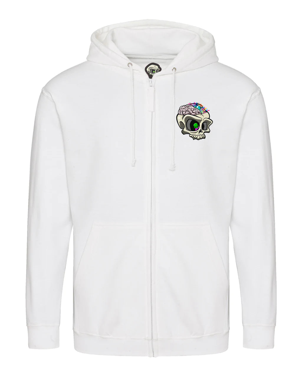 White ADHD Mental Health Awareness Full Zip Hoodie By Unsubtle Skulls