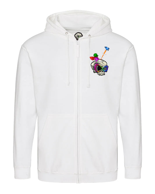 White Autism Skull Mental Health Awareness Full Zip Hoodie By Unsubtle Skulls