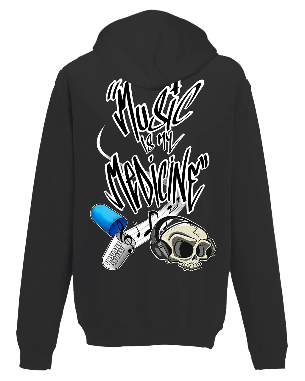 Music Is My Medicine Hoodie By Unsubtle Skulls