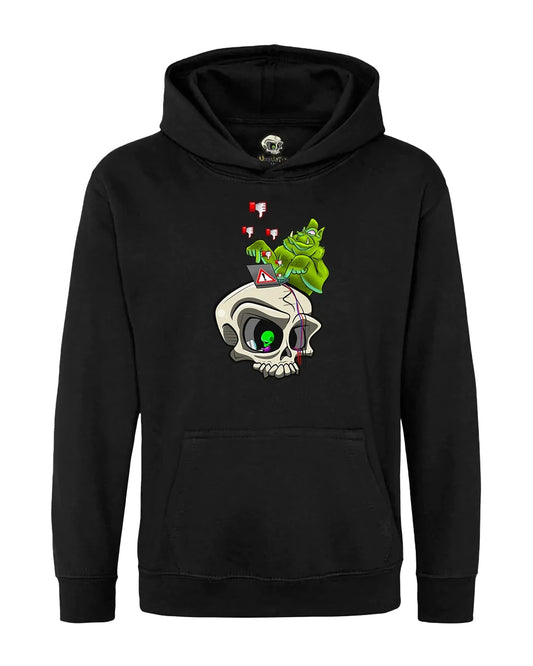 Kids Anti Bullying Troll Skull Mental Health Awareness Hoodie By Unsubtle Skulls