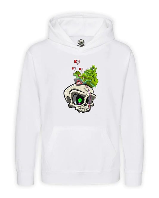 Kids Anti Bullying Troll Skull Mental Health Awareness Hoodie By Unsubtle Skulls