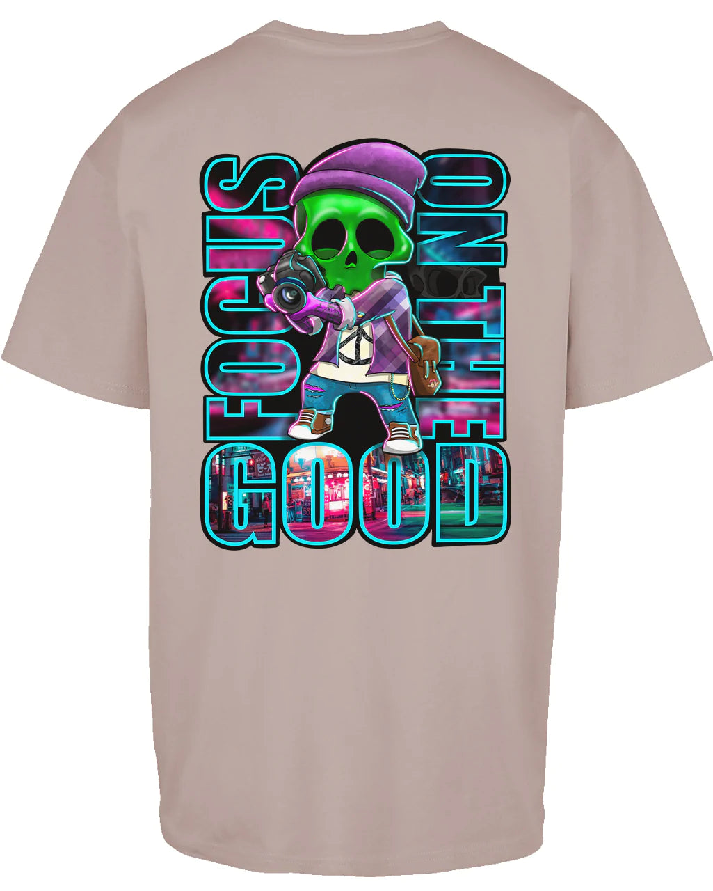 Focus On The Good Oversized T-Shirt By Unsubtle Skulls