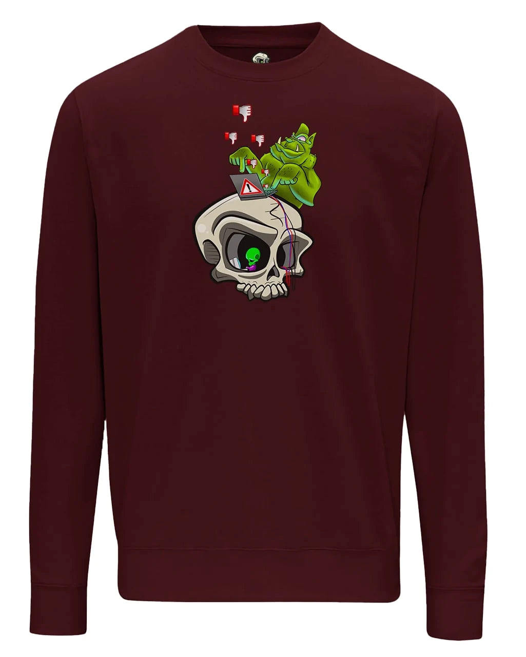 Burgundy Internet Troll Cyberbullying Awareness Sweater By Unsubtle Skulls