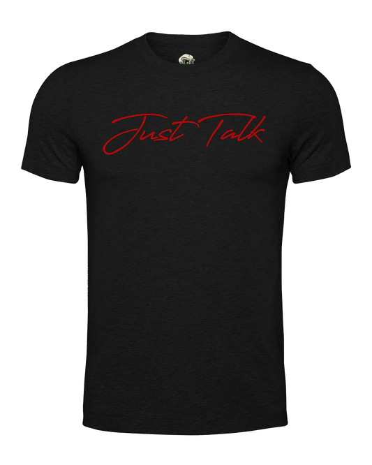 Just Talk Red Script Mental Health Awareness T-Shirt By Unsubtle Skulls