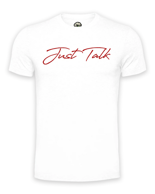 Just Talk Red Script Mental Health Awareness T-Shirt By Unsubtle Skulls