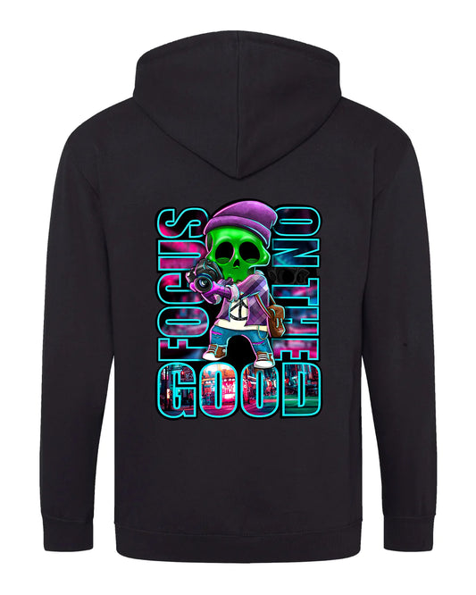 Focus On The Good Full Zip Hoodie By Unsubtle Skulls