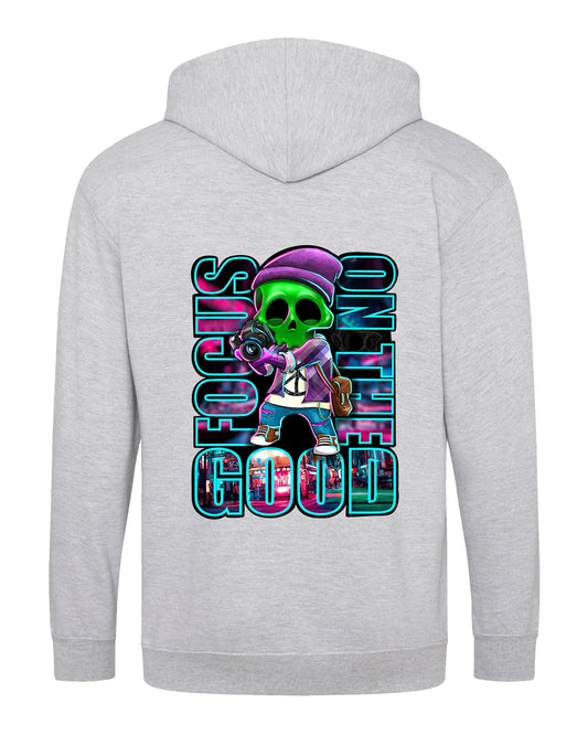 Kids Focus On The Good Full Zip Hoodie By Unsubtle Skulls