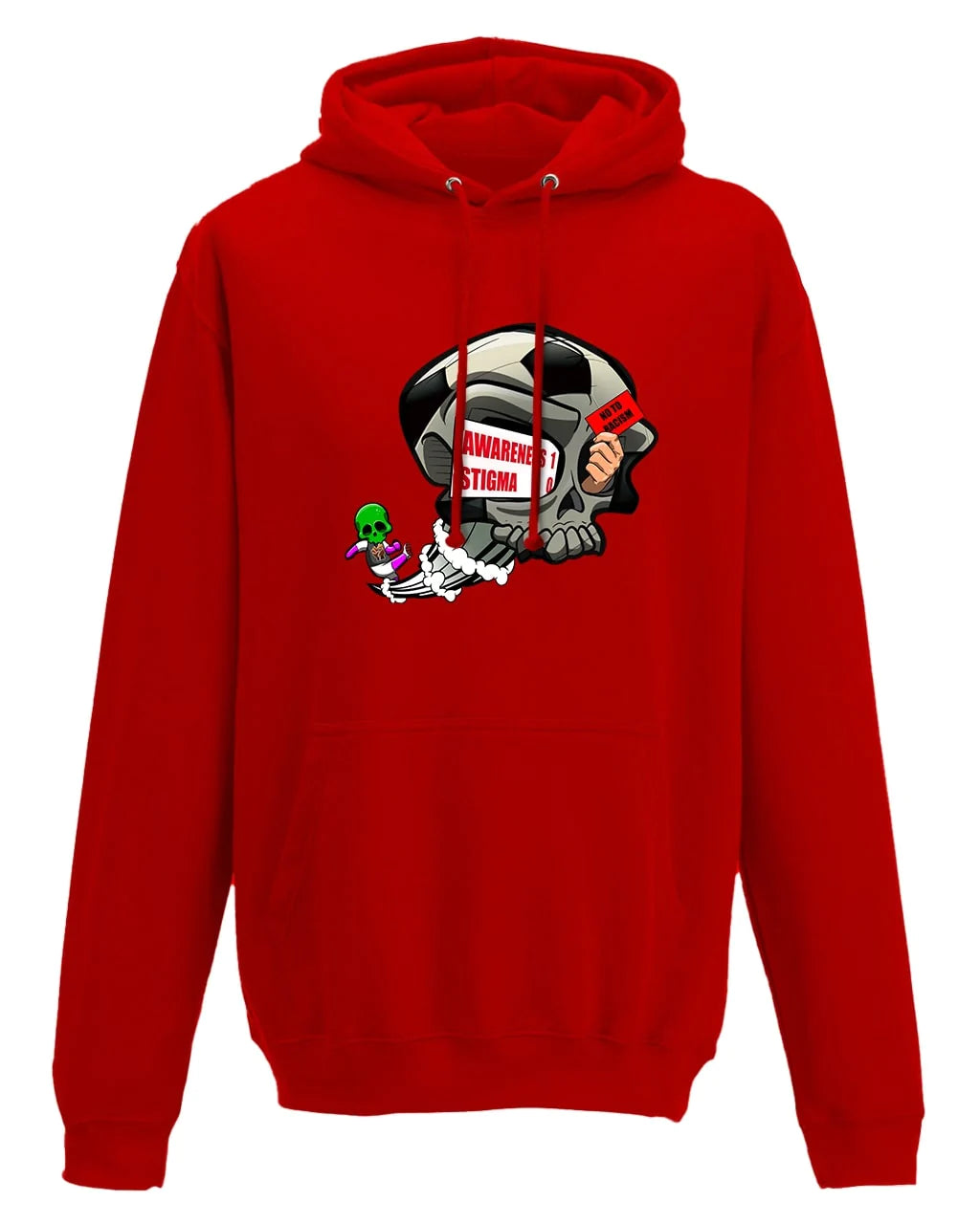 Red Anti Racism Awareness Hoodie By Unsubtle Skulls