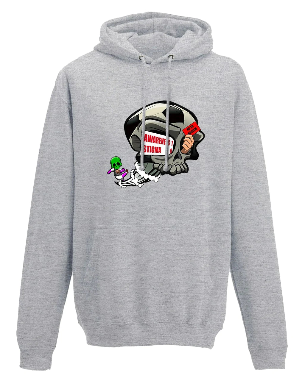 Heather Grey Anti Racism Awareness Hoodie By Unsubtle Skulls