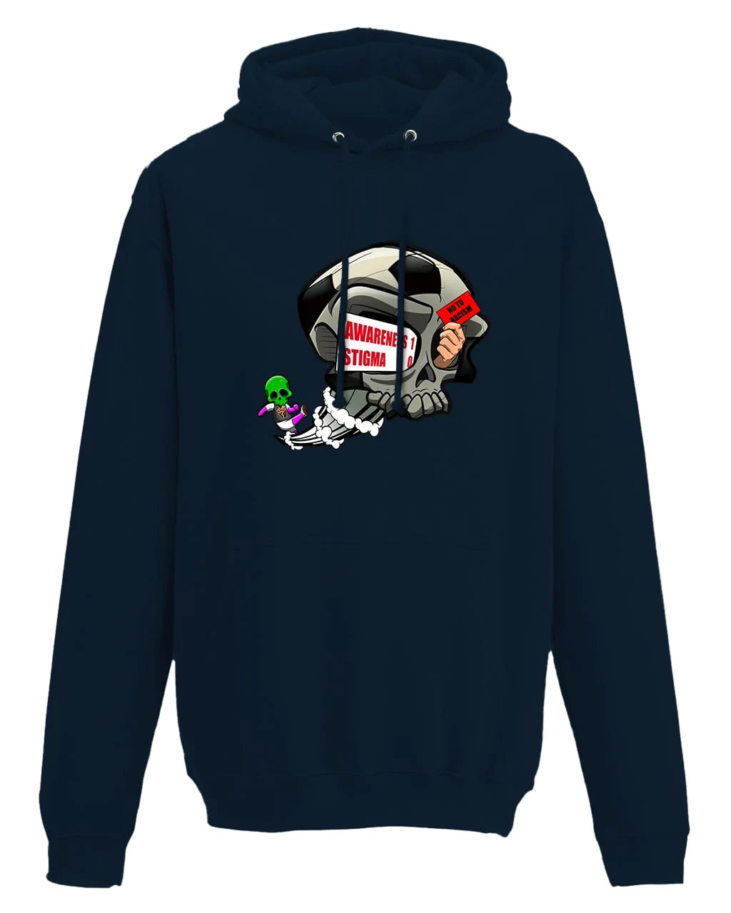 Navy Anti Racism Awareness Hoodie By Unsubtle Skulls