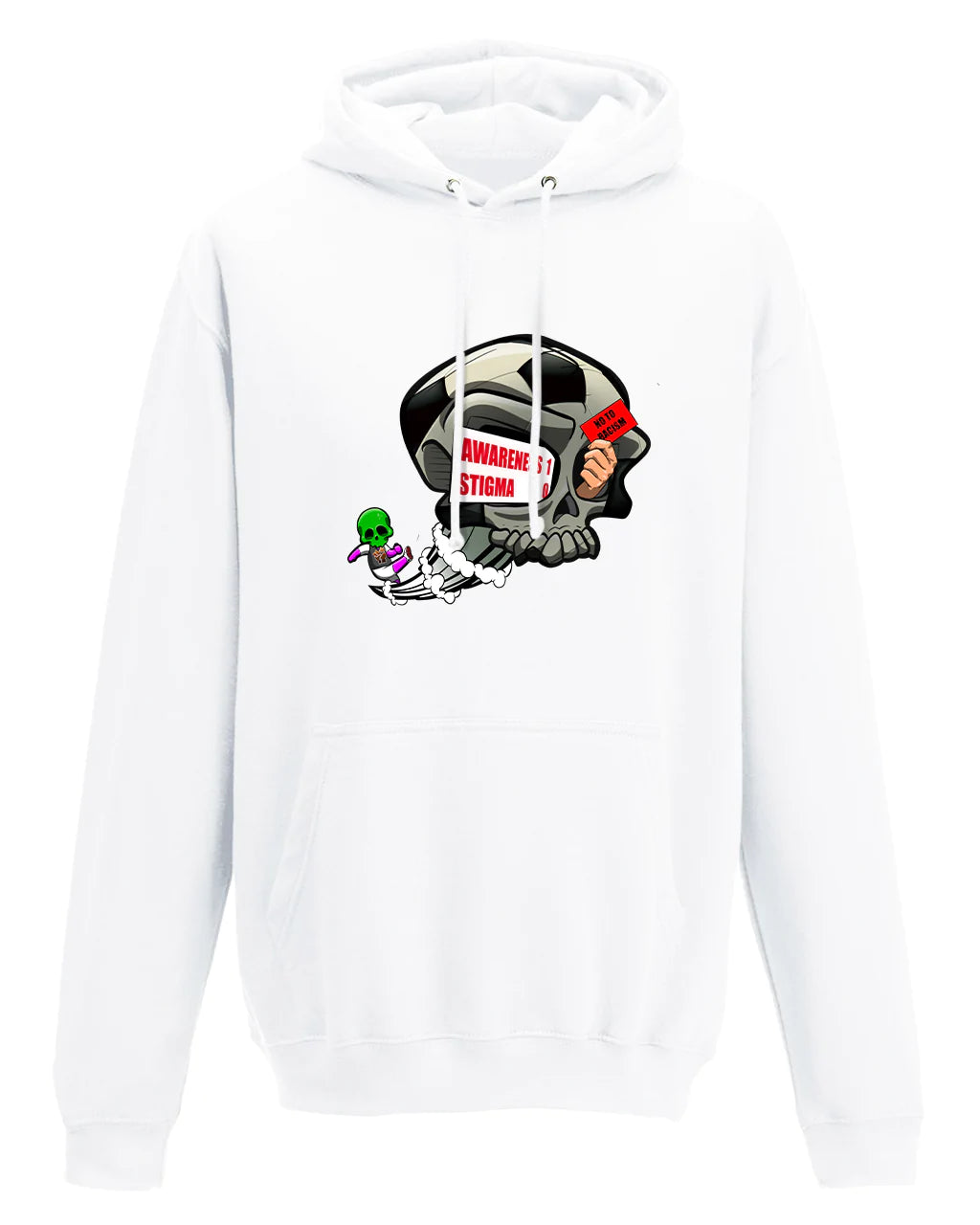 White Anti Racism Awareness Hoodie By Unsubtle Skulls