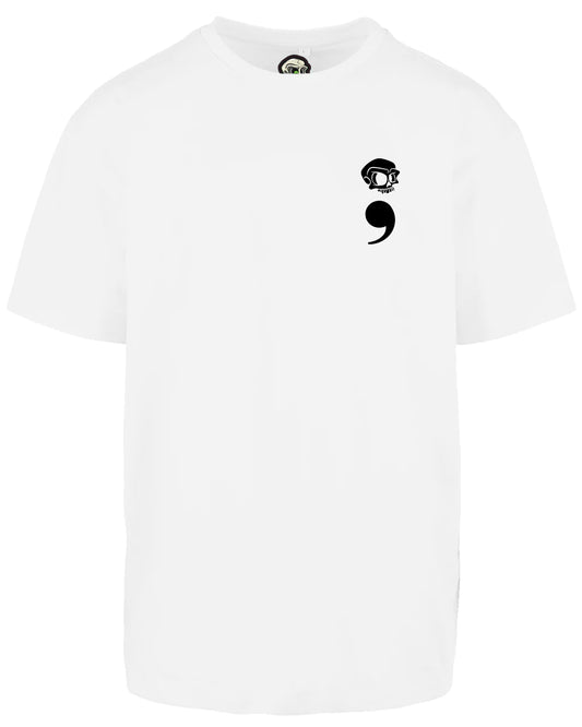 Black Semi Colon Left Breast Suicide Awareness Oversized T-Shirt