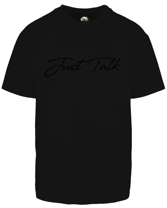 Just Talk Black Script Oversized T-Shirt