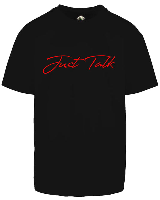 Just Talk Red Script Oversized T-Shirt