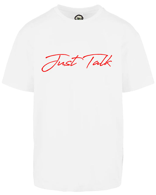 Just Talk Red Script Oversized T-Shirt