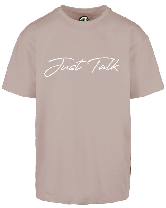 Just Talk White Script Oversized T-Shirt